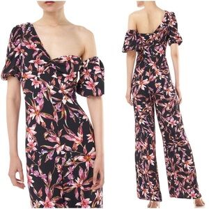 AMUR Black and Pink Floral Jumpsuit